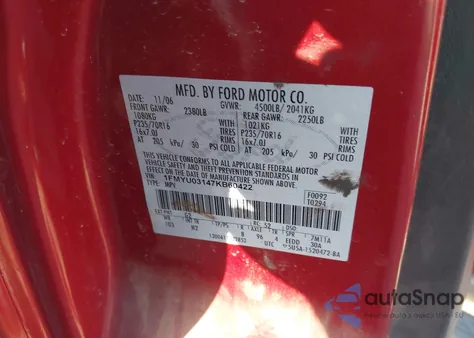 2007 Ford Escape Xlt/Xlt Sport from USA, damaged, VIN 1FMYU03147KB60422